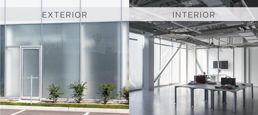 acid-etched glass for privacy and security