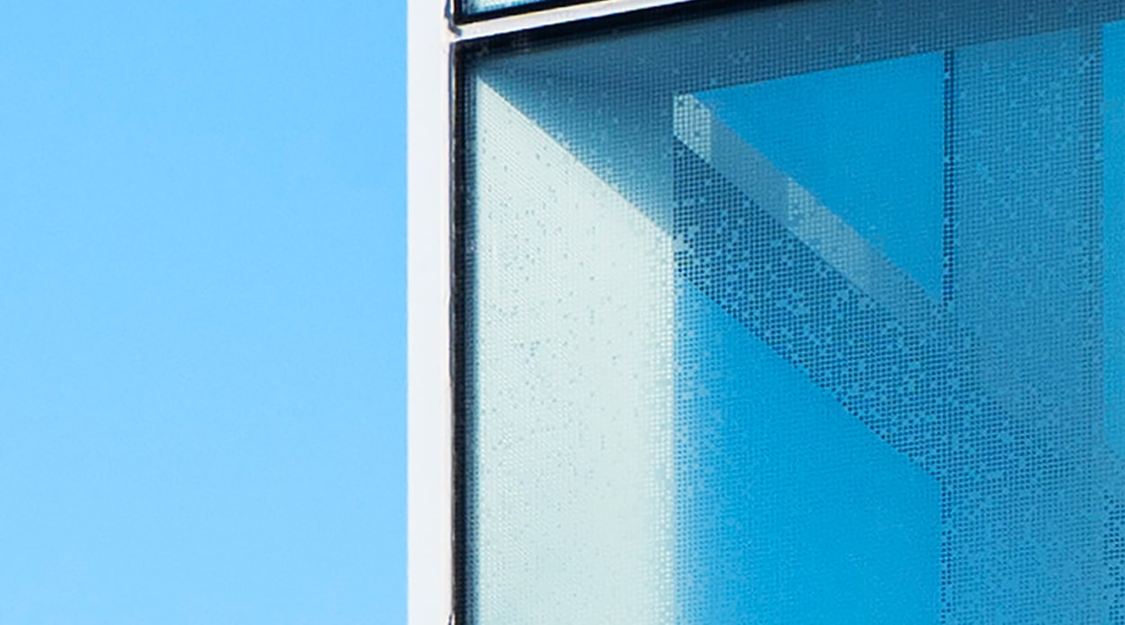 custom acid-etched glass in The Hub at Prairie Shores