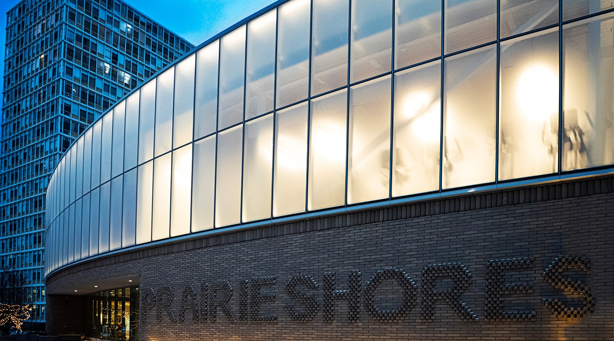The Hub at Prairie Shores with custom acid-etched glass