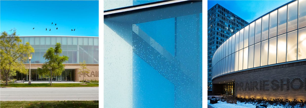 The Hub at Prairie Shores with bird friendly glass, patterned etched glass